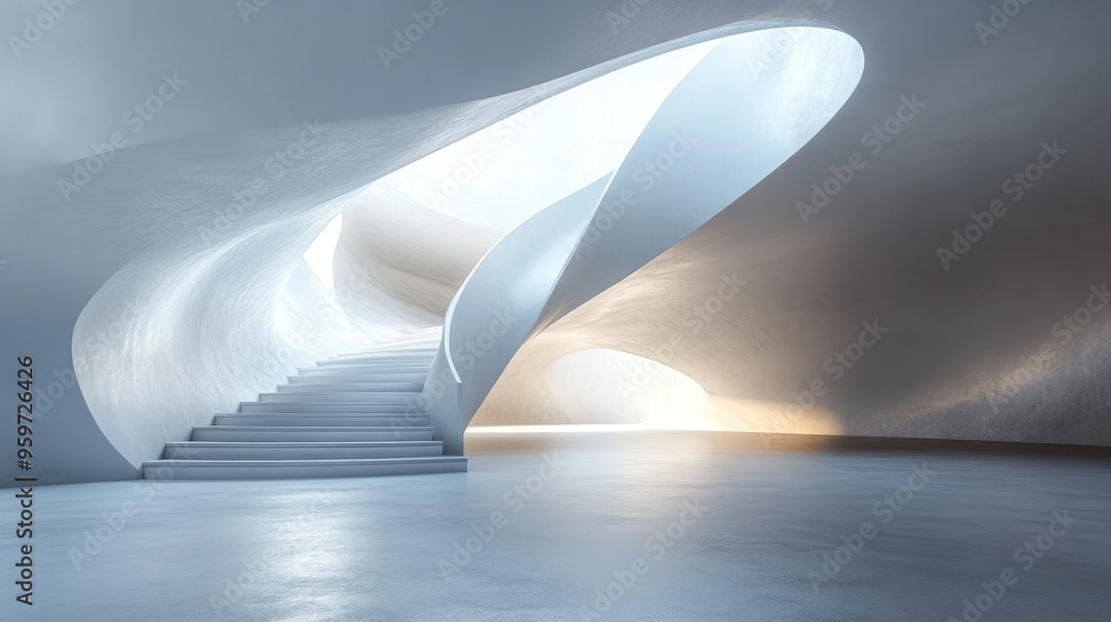 Aufkleber abstract modern architectural interior with an expansive unoccupied space 3d rendering