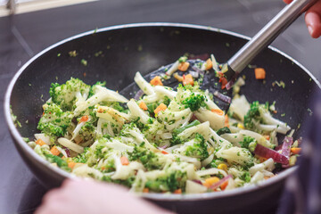 A bright vegetable stew made from fresh vegetables, symbolizing a healthy and proper