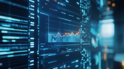 Naklejka premium Futuristic Data Visualization on High-Tech Screen