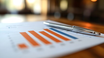 Simple Financial Graph with Bar Charts and Pen Pointing