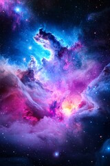 Cosmic nebula filled with colorful clouds and distant stars, showcasing the breathtaking vastness and mystery of the universe