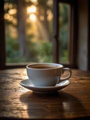 Obraz premium Morning Coffee with a Mountain View