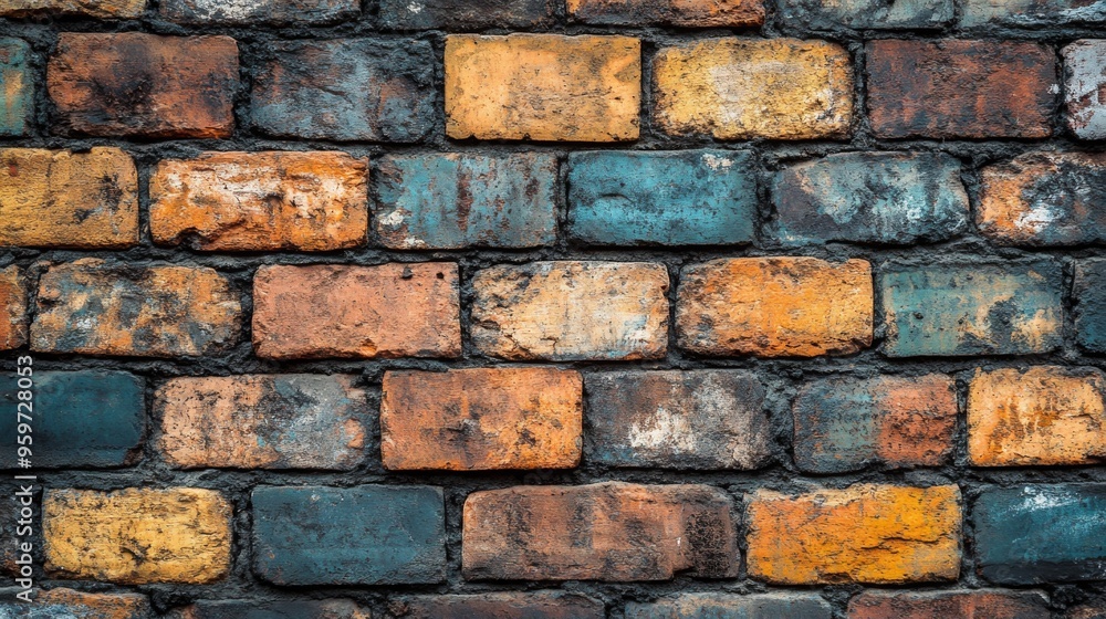 Canvas Prints Colorful Textured Brick Wall