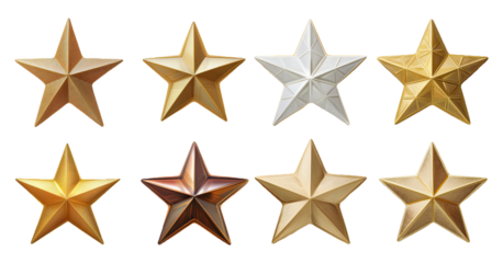 Eight Gold Stars on Black Background