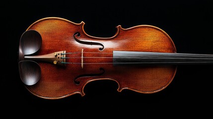 Close-up of Vintage Violin on Black Background