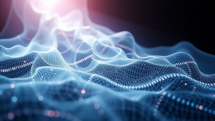 Abstract digital wave with glowing light.