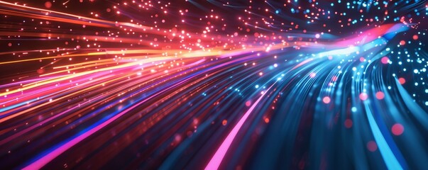 Obraz premium Neon abstract light trails with dynamic highlights, 4K hyperrealistic photo