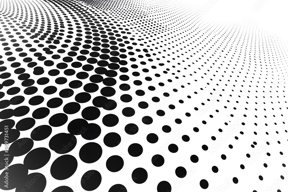 Poster dynamic black and white dotted pattern creating a sense of motion