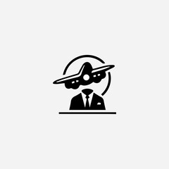 black and white bird with hat