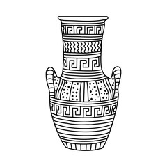 Greek  vase. Coloring page. Doodle poster. Stock vector illustration.