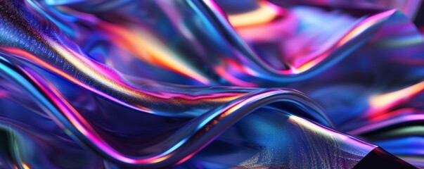 Wavy liquid 3D ribbon with iridescent textures, 4K hyperrealistic photo
