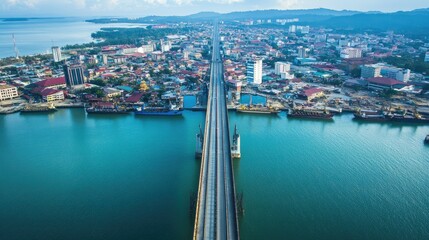 Fototapeta premium Top view of the Kuala Lumpur Tower standing tall amidst the cityas skyline, with lush parks below.