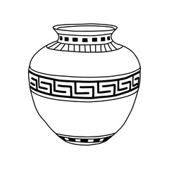 Greek  vase. Coloring page. Doodle poster. Stock vector illustration.