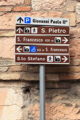 Assisi Directions Signs in Umbria, Italy