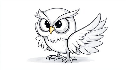 Obraz premium Elegant Minimalist Outline Drawing of Wise Owl on Clean White Background