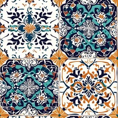 seamless pattern of Middle Eastern tile designs with intricate details