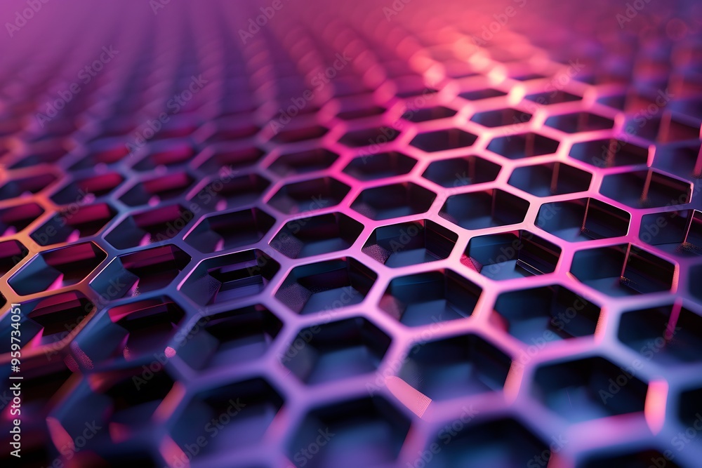 Poster vibrant hexagonal pattern with a futuristic glow