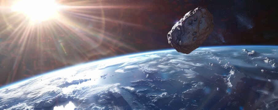 Massive asteroid heading towards Earth, 4K hyperrealistic photo