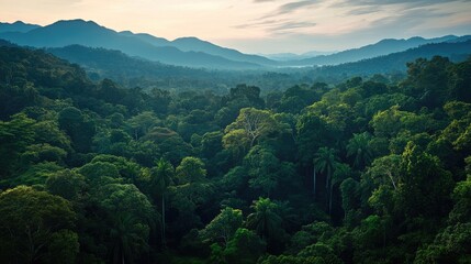 Obraz premium Top view of the verdant rainforests and rolling hills of Taman Negara, one of the oldest rainforests in the world.