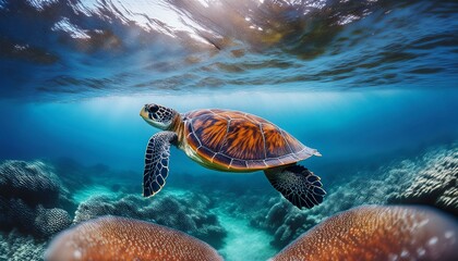 Obraz premium turtle swimming in the sea