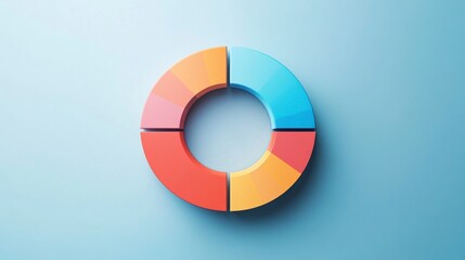 Obraz premium Colorful Pie Chart on Blue Background