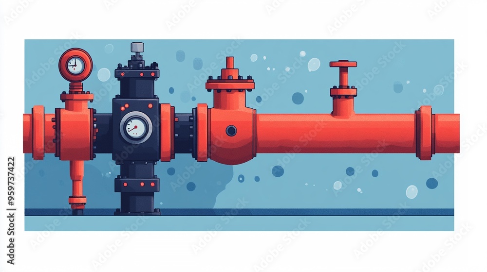 Poster industrial pipeline system: a detailed of a complex industrial pipeline system, showcasing intricate