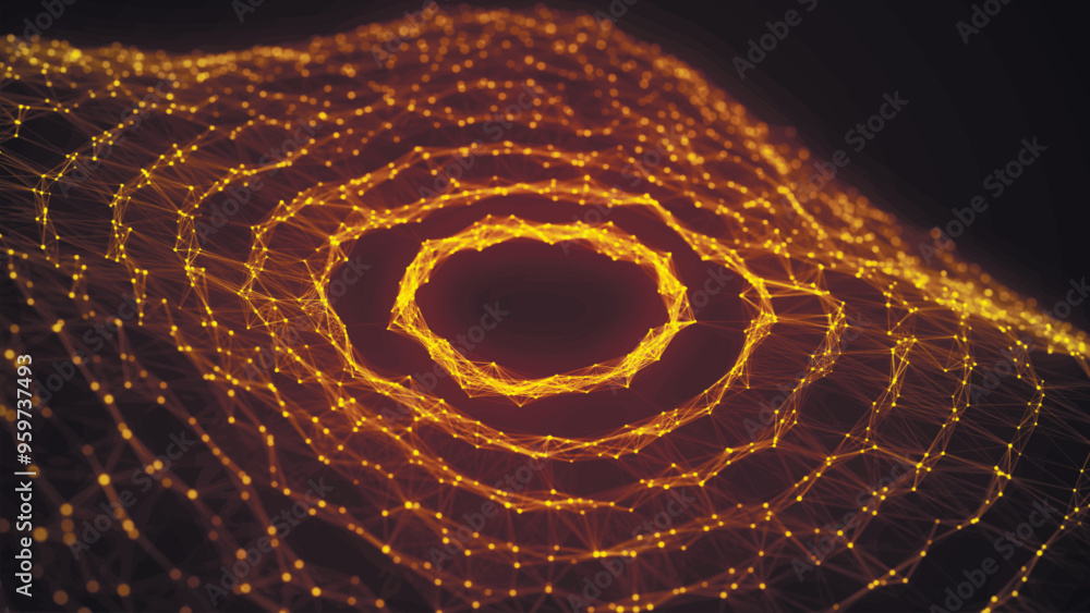 Poster technology background. abstract circular wave of particles. futuristic dotted wave. visualization of