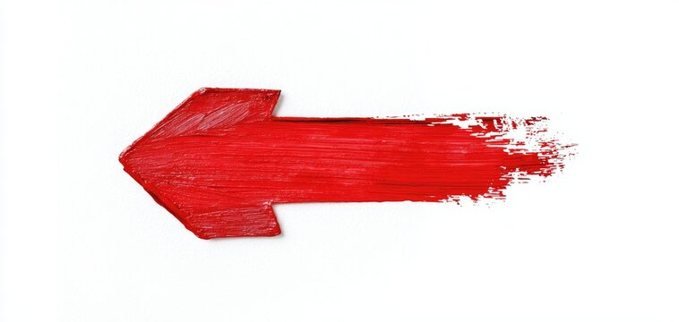 Minimalist red arrow with a rough, hand-drawn texture, isolated on a white background, perfect for use in navigation or call-to-action designs - Powered by Adobe