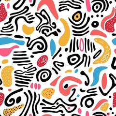 Fototapeta premium seamless pattern of fun, abstract shapes and swirls
