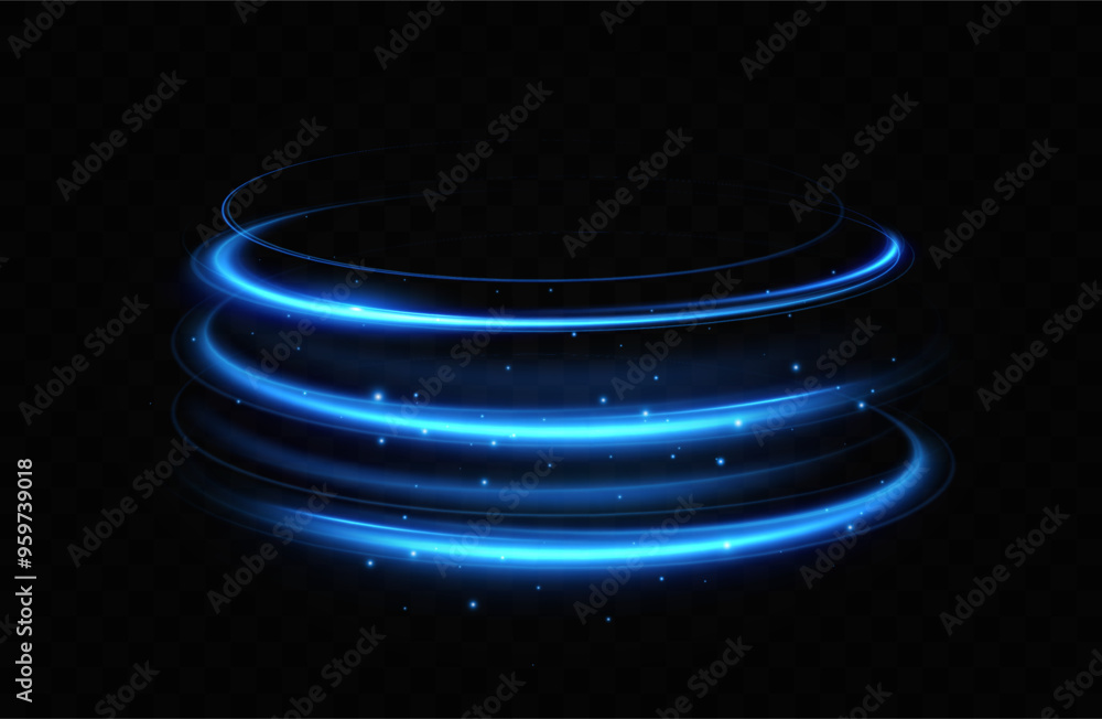 Poster Blue neon ring. Glowing circle. Glow effect. Round light frame. abstract light lines of movement and speedAbstract light lines of movement and speed. light blue ellipse.	