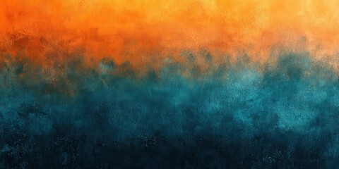 Obraz premium Abstract digital background featuring a rich textured gradient of vibrant orange blending into deep teal, creating a visually striking contrast perfect for contemporary design projects, modern art, an