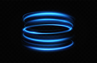 Blue neon ring. Glowing circle. Glow effect. Round light frame. abstract light lines of movement and speedAbstract light lines of movement and speed. light blue ellipse.	