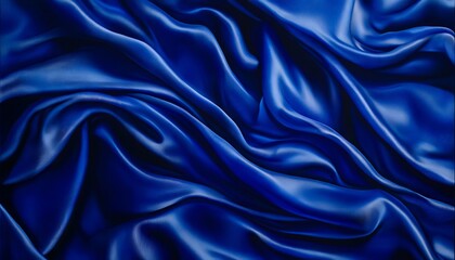 Obraz premium A close up of a blue satin fabric with a black background