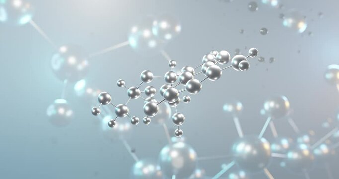 Fludarabine rotating 3d molecule, molecular structure of antineoplastic agent, seamless video