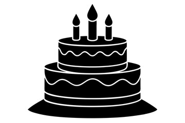 Birthday cake vector silhouette, birthday cake icon	
