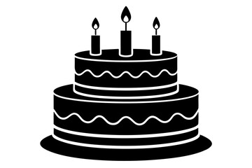 Birthday cake vector silhouette, birthday cake icon	
