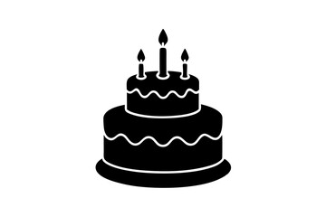 Birthday cake vector silhouette, birthday cake icon	
