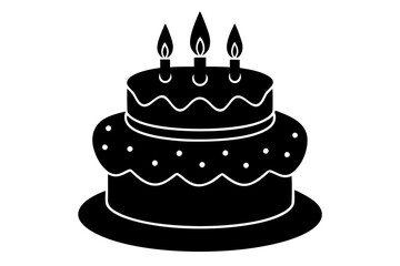 Birthday cake vector silhouette, birthday cake icon	
