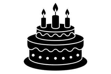 Birthday cake vector silhouette, birthday cake icon	
