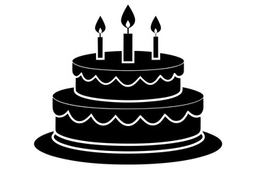 Birthday cake vector silhouette, birthday cake icon	
