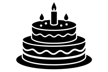Birthday cake vector silhouette, birthday cake icon	
