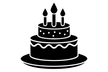 Birthday cake vector silhouette, birthday cake icon	
