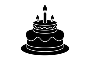 Birthday cake vector silhouette, birthday cake icon	
