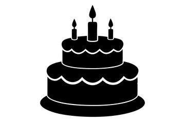 Birthday cake vector silhouette, birthday cake icon	
