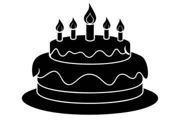 Birthday cake vector silhouette, birthday cake icon	
