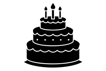 Birthday cake vector silhouette, birthday cake icon	
