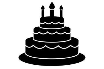 Birthday cake vector silhouette, birthday cake icon	
