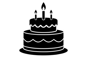 Birthday cake vector silhouette, birthday cake icon	
