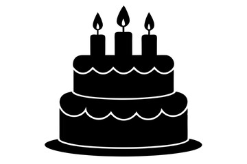Birthday cake vector silhouette, birthday cake icon	

