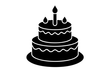 Birthday cake vector silhouette, birthday cake icon	
